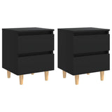 805854 Bed Cabinets with Solid Pinewood Legs 2 pcs Black 40x35x50 cm
