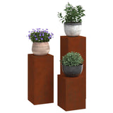 Plant Stand 3 pcs Rusty Weathering Steel 865833