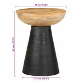 ZNTS Side Table Black Ø37x45 cm Solid Wood Mango 4017537