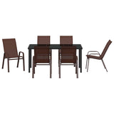 Garden Dining Set 7 pcs Brown and Black Powder-coated Steel 3379132
