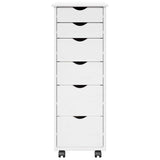 Rolling Cabinet White 34 x 39 x 93.5 cm Solid Pine Wood 42028365