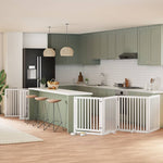 Dog Gate with Door Foldable 10 Panels White 800 cm Poplar Wood 3155679