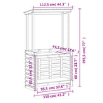 ZNTS Outdoor Bar Table with Roof Brown 112.5x57x195.5 cm Solid Wood 844641
