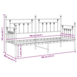 Daybed Frame with Headboard Black 75 x 190 cm Steel 42002656