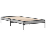 ZNTS Bed Frame Grey Sonoma 100x200 cm Engineered Wood and Metal 845029