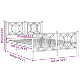 Metal Bed Frame without Mattress with Footboard White 135x190cm 376194