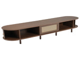 TV Stand with 1 Rattan Drawer and 2 Sliding Doors,Oval TV Cabinet Storage Sideboard with Rounded N605P339346B