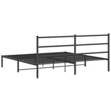 Metal Bed Frame without Mattress with Headboard Black 193x203cm 355371