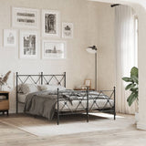 Metal Bed Frame without Mattress with Footboard Black 120x190cm 376517
