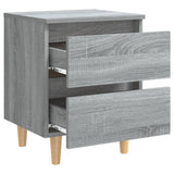 Bed Cabinet with Solid Wood Legs Grey Sonoma 40x35x50 cm 813124