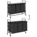 Laundry Basket 3 Compartments with Wheels Grey Sonoma 859093