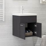 ZNTS Sink Cabinet with Built-in Basin Grey Engineered Wood 3070813