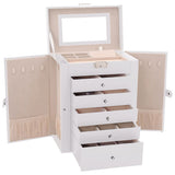 Jewellery Box 6-Layer with Mirror Lockable White 4103564