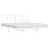 Metal Bed Frame without Mattress with Headboard White 200x200cm 373943