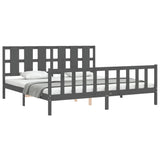Bed Frame without Mattress Grey 200x200 cm Solid Wood Pine 3192253