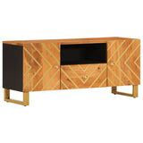 TV Cabinet Brown and Black 105x33.5x46 cm Solid Wood Mango 356797