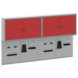 Tool Cabinet Set with Shelf 6 pcs Red Powder-Coated Steel 3321403