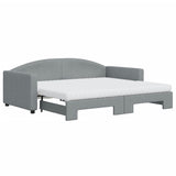 Daybed with Trundle and Mattresses Light Grey 90x190 cm Fabric 3197259