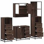 ZNTS 4 Piece Bathroom Furniture Set Brown Oak Engineered Wood 3301289