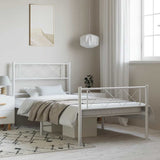 Metal Bed Frame without Mattress with Footboard White 100x200cm 372339