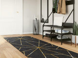 Rug Washable Black and Gold 80x300 cm 136616