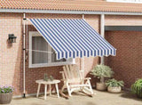 Manual Retractable Awning 200 cm Blue and White Stripes 43220