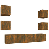 6 Piece TV Cabinet Set Smoked Oak Engineered Wood 3114259