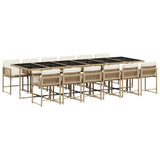 13 Piece Garden Dining Set with Cushions Beige Poly Rattan 3211486