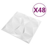 3D Wall Panels 48 pcs 50x50 cm Diamond White 12 m² 150912