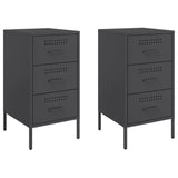 ZNTS Bedside Cabinets 2 pcs Black 36x39x68 cm Steel 843079