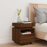 Bedside Cabinet with LED Lights Brown Oak 40x39x48.5 cm 836796