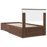 Bed Frame Brown Oak and Silver 100 x 200 cm Engineered Wood 3408305