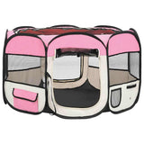171010 Foldable Dog Playpen with Carrying Bag Pink 110x110x58 cm