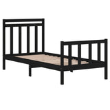 Bed Frame without Mattress Black 75x190 cm Small Single Solid Wood 3105344