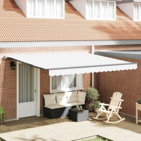 Retractable Awning White Manual White 400 x 350 cm Fabric 3330795