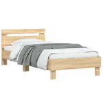 ZNTS Bed Frame with Headboard Sonoma Oak 100x200 cm Engineered wood 838528