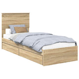 Storage Bed with Drawer Sonoma Oak 75 x 190 cm Engineered Wood 3410849