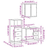 ZNTS 3 Piece Bathroom Furniture Set Grey Sonoma Engineered Wood 3301018