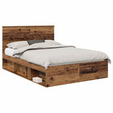 Bed Frame with Headboard Old Wood 140 x 190 cm Solid Pine Wood 3411017