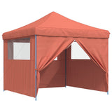 Foldable Party Tent Pop-Up with 4 Sidewalls Terracotta 4004933