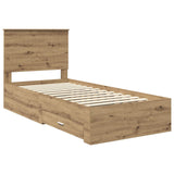 Bed Frame with Drawer Artisan Oak 90 x 200 cm Engineered Wood 3411358