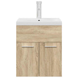 Bathroom Sink Cabinet with Built-in Basin and Faucet Sonoma Oak 3325013