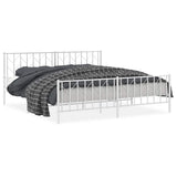 Metal Bed Frame without Mattress with Footboard White 193x203cm 374510