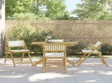 5 Piece Folding Bistro set with Cream White Cushions Bamboo 3208935