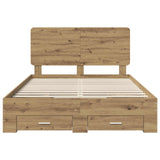 Bed Frame with Drawer Artisan Oak 140 x 190 cm Engineered Wood 3412791