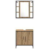 Bathroom Vanity Units with Shelf 3 pcs Brown Engineered wood 3334384