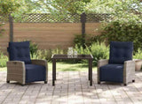 Garden Dining Set with Cushion 3 pcs Grey Poly Rattan 3380470