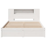 Bookcase Bed without Mattress White 140x200cm Solid Wood Pine 3322360