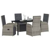 Garden Dining Set with Cushion 5 pcs Grey Poly Rattan 3379502