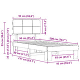 Bed Frame with Upholstered Headboard Natural and Dark grey 877445